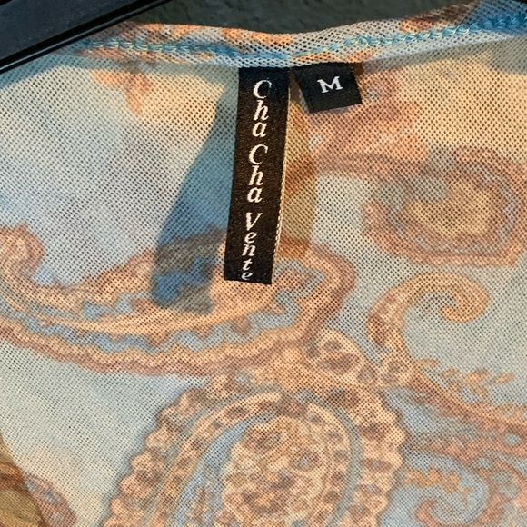 Cha Cha Vente mid dress blue with brown paisley pattern.  Light and fresh sz M - Picture 4 of 9